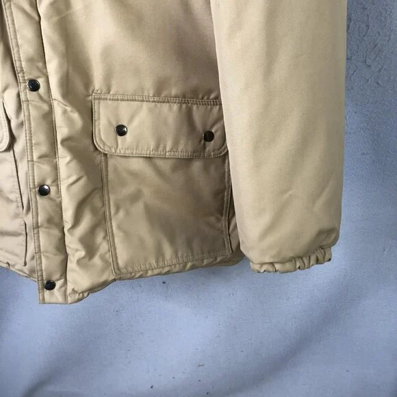 Vintage JCPenney Parka Jacket Mens MT Beige Insulated Hooded Winter 70s